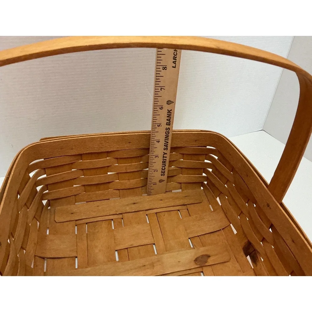 Longaberger Vintage Handwoven Square Basket Fixed Handle 10x10 Farmhouse Decor